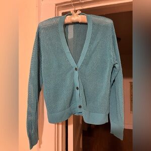 Uniqlo Turquoise Open-Knit Cardigan